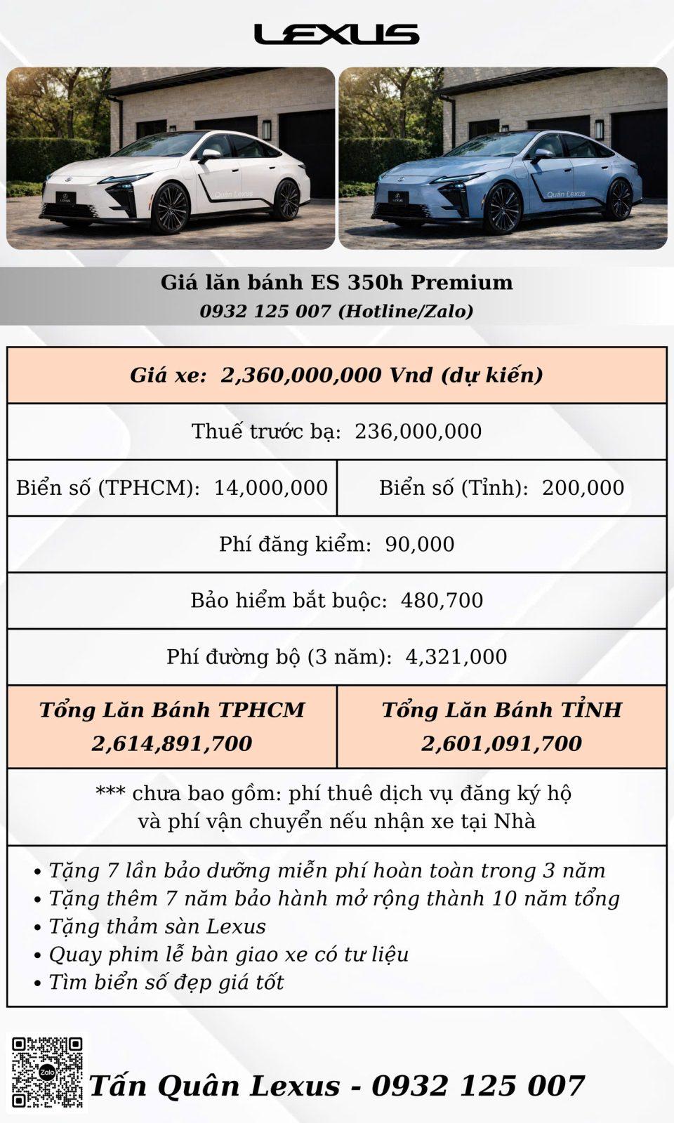 gia lan banh lexus es 350h premium Lexus ES
