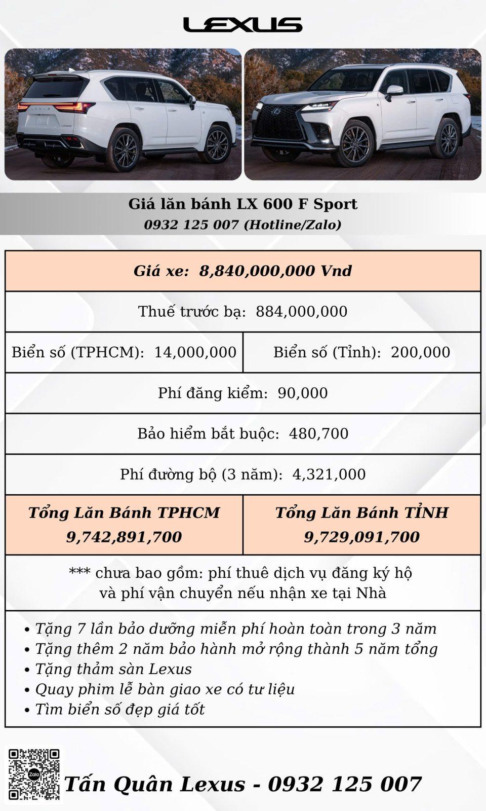 gia lan banh lexus lx600 f sport Lexus LX600