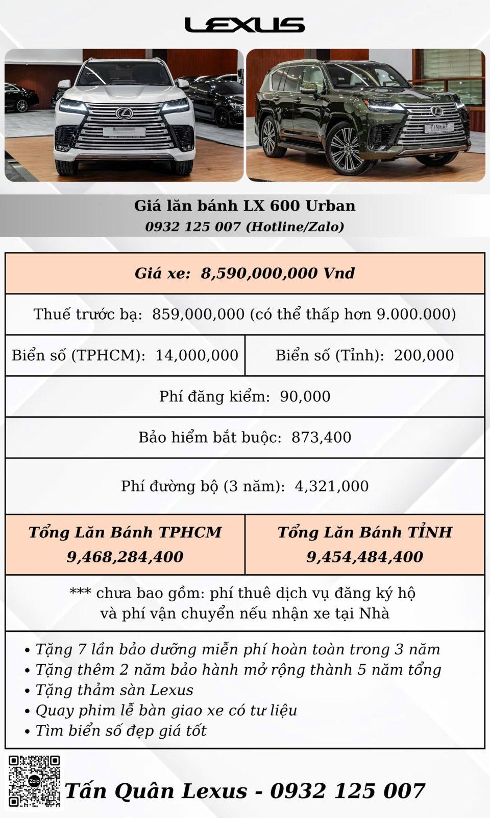 gia lan banh lexus lx600 urban Lexus LX600