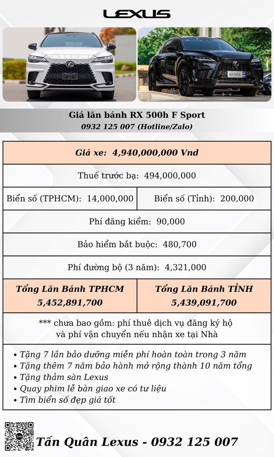 gia lan banh lexus rx500h f sport Lexus RX500h F Sport